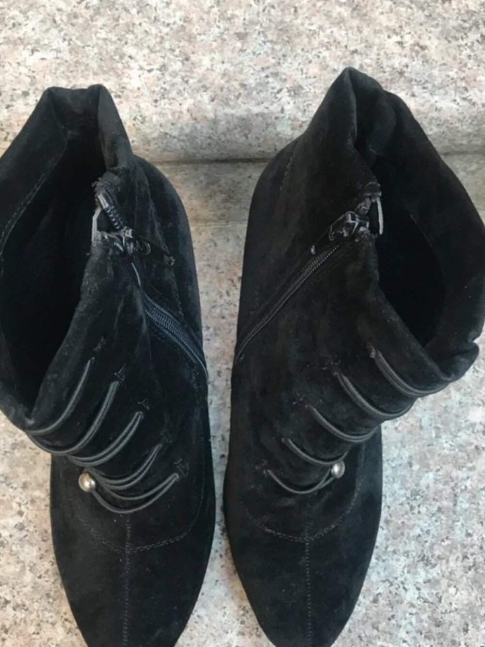 Black velvet Bootie heels